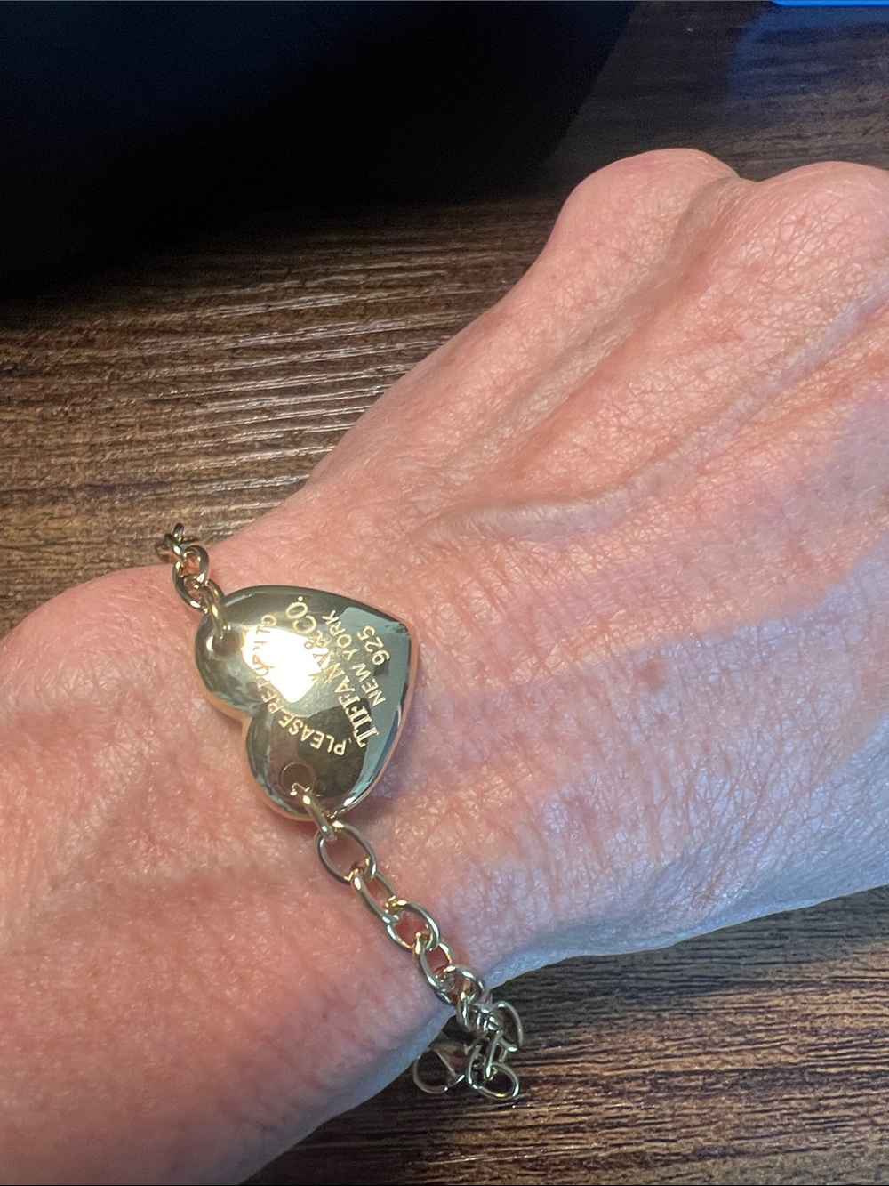 Gold Heart Tag Link Bracelet